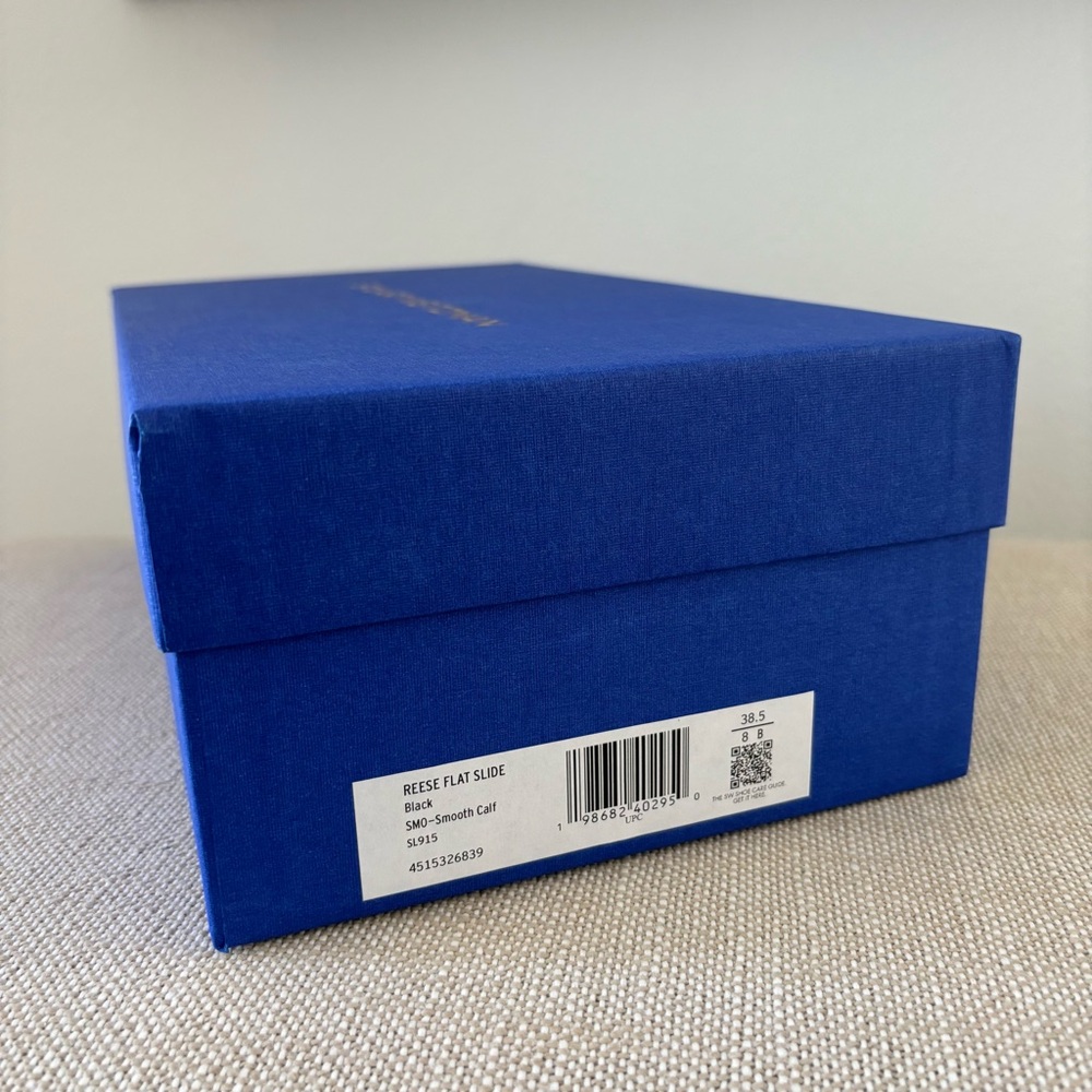 Stuart Weitzman Reese Flat Slide NIB Black Leather Mary-Jane Bows Pointy Toes 8 - Picture 14 of 15